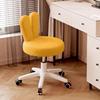 Cadeira de Maquiagem com Orelha de Coelho Estilo Creme Cadeira de Pele de Cordeiro Cadeira com Encosto para Computador de Quarto Banquinho de Maquiagem Levantamento Desenho para Salão de Unhas