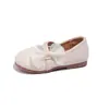 Sapatos quadrados para meninas, novidade primavera e outono 2026, estilo coreano, sapatos de boneca princesa com laço de pérola, mocassins de sola macia antiderrapantes