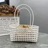 Estilo Ins Coreano Cesta de Vegetais Trançada Vazada Bolsa de Praia Casual de Férias Cor Doce Bolsa a Tiracolo de Ombro Bolsa de Rattan