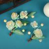 Horquilla para el pelo Hanfu con diseño original antiguo, hecha a mano, con flor de pera verde fresca envuelta, accesorios para el cabello con flores calientes