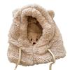 Gorro de oso bufanda integrada para mujer invierno ciclismo a prueba de viento cálido lindo bufanda de una pieza cubierta para la cabeza gorro de felpa