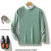 Suéter de Lã 100% Novo Estilo Outono e Inverno para Homens, Gola Redonda, Cor Sólida, Suéter Básico, Casual de Negócios, Tamanho Grande, Suéter de Cashmere Tricotado, Moderno