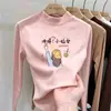 Blusa de base para meninas, nova coleção outono/inverno 2026, blusa de fleece infantil com gola semi-alta, roupa íntima casual, camiseta de manga longa para meninas