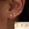 Pendientes de Mini Estrella de Mar y Mariposa con Baño de Oro Real de Latón Caliente Transfronterizos Europeos y Americanos para Mujer Pendientes de Lujo Ligero de Nicho