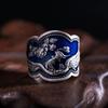 Anillo de Flor de Peonía y Fénix de Esmalte Cloisonné Vintage para Hombres y Mujeres Artesanía Antigua Personalidad Estilo Literario Joyería Artesanal