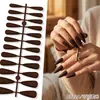 Puntas de Uñas Europeas y Americanas de Moda de Gama Alta Mate de Punta Larga, Colección de Color Sólido, Piezas para Uñas, 24 Piezas