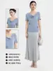 Camiseta de Manga Corta de Lino Lyocell con Estampado de Gotas de Lluvia para Mujer, Top Casual Versátil de Verano Holgado, Transpirable, Adelgazante, Capa Base Simple