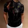Camiseta de Hombre Cuello Redondo Lobo Genial Impresión Digital 3D Camiseta de Manga Corta para Hombre Camiseta Casual a Cuadros Top de Manga Corta