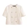 Item Quente Transfronteiriço do AliExpress Nova Coleção Primavera 2026 Blusa Elegante de Manga Curta com Botões Duplos 2902835 e Calça 2899835