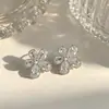 Pendientes de Flor de Zirconia Nuevos Transfronterizos Europeos y Americanos, de Moda, Frescos, Sencillos, Dulces, Lindos, Estilo Hada