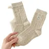 Calcetines de Capas con Lazo Dulce Calcetas JK para Mujer, de Media Pantorrilla Verano Delgados de Encaje Blancos Calcetines Lolita para Niñas