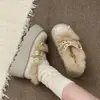 Saia Combinada com Sapatos de Couro Versáteis Estilo College, Sapatos Peludos, Sapatos Doces de Algodão Pelúcia Outono e Inverno, Sapatos Mary Jane 2025