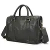 Pasta de Couro Genuíno para Viagem de Negócios Bolsa Casual Bolsa Transversal Pasta para Laptop Masculina