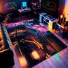 Tapete 3D Colorido Visual Quente para Sala de E-sports Tapete Decorativo para Internet Café Série Estilo Cyberpunk Tapete para Sala de Estar
