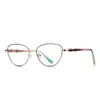 Armazón de Gafas Cat-Eye Transfronterizo 3184 Estilo Callejero Europeo y Americano Gafas con Filtro de Luz Azul para Mujer, Moda Metálica Colorida Gafas sin Graduación en Stock