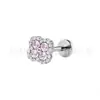F136 titanium alloy full-diamond four-leaf clover earrings, exquisite earrings with zirconia, G23 titanium internal spiral piercing jewelry