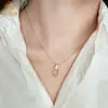 Pendente duplo de anel geométrico retrô em ouro anel 999 pingente de colar entrelaçado corrente de clavícula estilo retrô da moda