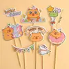Decoración de Pastel Estilo Ins Bandera Coreana Enchufe Dibujos Animados Oso Lindo Hp Corazón Feliz Cumpleaños Topper Accesorios