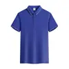 Camisa polo de seda gelada com borda dupla costurada, camisa publicitária de manga curta para grupo corporativo com camiseta de trabalho estampada e bordada