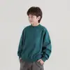 Suéter nuevo de otoño e invierno para niño estilo coreano con forro polar, suéter de punto para niños de talla mediana, color sólido, top de cuello alto, suéter para niños