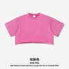 Ropa de Mujer Verano Marca Americana de Moda Traje Sexy de Manga Corta Camiseta Estilo Corto Desgastada Lavada Pesada 280g con Ombligo Expuesto