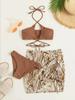 Nuevo Bikini Sexy Fruncido Transfronterizo Traje de Baño Comercio Exterior de Cuello Colgante Bikini de Tira Dividida