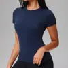 Top Casual Versátil de Color Sólido para Primavera y Verano, Ropa de Yoga con Sensación de Segunda Piel, Camiseta Deportiva de Manga Corta para Correr al Aire Libre y Pilates