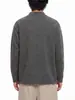 Moletom Muqiu Masculino Estilo Americano com Gola Alta e Zíper Parcial em Mistura de Lã Merino para Homens, Desconstruído com Costura Aparente, Manga Longa de Caimento Solto