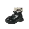 Botas de Cano Curto Martin para Meninas Sapatos de Algodão de Duas Camadas Infantis Novo Estilo Outono/Inverno 2026 Botas de Neve com Lã Botinhas de Couro Princesa
