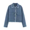 Comércio Exterior Transfronteiriço 2026 Nova Moda Mais Vendida Design Solto Franja Jaqueta Jeans 4001056