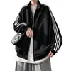 Sudadera jacket de punto con cuello alto a rayas, estilo juvenil para hombre, nueva colección otoño/invierno 2026, corte holgado, casual, prenda exterior retro americana