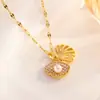 Transmissão ao Vivo Venda Quente Colar de Aço Titânio Mulheres Banho de Ouro Real Simples Colar Mulheres Versátil Não Desbota Corrente da Clavícula Joias Atacado
