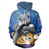 Moda Transfronteriza Gato Estampado 3D Top Sudadera Holgada con Capucha Manga Larga Ropa de Pareja