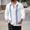 2025 Nova Moda Casual Versátil Elegante de Alta Qualidade Camisas Masculinas de Manga Longa com Estampa 3D para Exportação Europeia e Americana