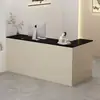 Mostrador de Caja de Esquina, Recepción Estilo Crema, Barra de Bar Pequeña, Mostrador Sencillo, Mostrador de Recepción para Tienda de Ropa Moderna, Mostrador en Forma de L