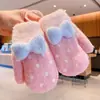 Guantes de Oso Fresa para Niños Otoño e Invierno Niñas Bebé Calientes Engrosados Dedos Divididos Niñas Dedos Completos Cinco Dedos Niños Invierno