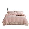 Conjunto de 4 peças de Veludo Leite Esculpido Espesso de Inverno Classe A Feminino Francês Bordado Renda Cobertor Quente Rosa