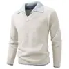 Suéter de Punto Casual Falso Dos Piezas con Cuello Solapa para Hombre, Engrosado para Otoño e Invierno, Suéter de Manga Larga de Color Sólido a la Moda, Camiseta Básica para Hombre