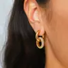 Europeo y Americano Nuevo de Alta Gama Lujo Ligero Moda Personalizada Retro Diamante Redondo Pendientes Combinables Joyería Mujeres