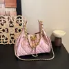 Bolsa de Ombro/Transversal Acolchoada Corrente com Cordão Estilo Chanel Transfronteiriça 2026 Nova Tendência