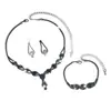 Tiktok Nuevo Conjunto de Collar, Aretes y Pulsera de Flor de Cristal Rosa Dulce y de Alta Gama Joyería de Moda y Ecológica