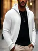 Chamarra de punto con cierre para hombre de marca independiente, suéter pesado de color liso, sudadera con capucha, moda masculina moderna, estilo europeo y americano transfronterizo