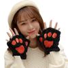 CHUNYU Guantes de Pata de Gato Lindos para Mujer Otoño e Invierno Lindos Cálidos a Prueba de Frío Felpa Medio Dedo Gruesos con Forro Polar Estudiante Soft Girl