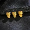 Prata 925 Banhada a Ouro Corindo Incrustado Bebê Nezha Furo Reto Pequenos Acessórios DIY Moda Estiloso Versátil Pequenos Acessórios