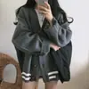 Ropa de punto para mujer Otoño Invierno Estilo Coreano Holgado Estudiante Cuello en V Chaqueta Pequeña Engrosada Estilo Perezoso Top Suéter Cardigan