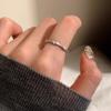 Anillo de bambú con circonita cepillada, ligero, de lujo, nicho, exquisito, de alta gama, con apertura ajustable, para dieta, nueva joyería de moda.