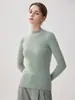 Nuevo suéter de cachemira 100% pura para otoño e invierno para mujer, cuello semi-alto, suéter de punto ajustado, camiseta base de manga larga