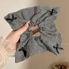 Scrunchie cuadrado de bufanda floral bordada para mujer, suave goma elástica de alta elasticidad para coleta, accesorio para el cabello de alta gama