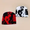 Novo chapéu de malha com estampa facial estilo europeu e americano transfronteiriço para homens e mulheres quente nicho personalidade casual chapéu de lã atacado