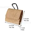 Bolsa de Almacenamiento para Auriculares de Corcho Natural con Tapa abatible y Diseño de Mosquetón, Estuche Portátil de Cuero para Guardar Auriculares, Personalizable